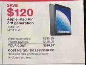 Costco Updated Costco In Store Online Sale Ipad Air 3rd Generation 519 99 Starts December 7th Redflagdeals Com Forums