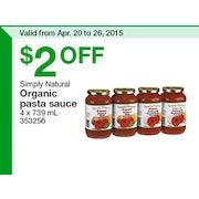 Simply Natural Organic Pasta Sauce - $2.00 Off