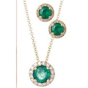 Red Box Effy 14kt. Yellow Gold, Diamond and Emerald Earrings and Pendant - $449.99