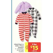 Infant Boys' or Girls' 1-Piece Sleepers - 3/$15.00