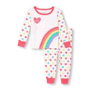 Baby And Toddler Girls Long Sleeve 'i Love Grandma' Rainbow Top And Heart Print Pants Pj Set - $7.60 ($12.35 Off)