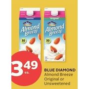 Blue Diamond Almond Breeze Original Or UInsweetened - $3.49