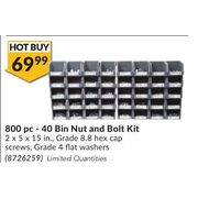 800 Pc - 40 Bin Nut and Bolt Kit - $69.99