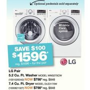 LG Washer and Dryer Pair - $1596.00 ($100.00 off)