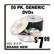 50 Pk. Generic DVDs - $7.99