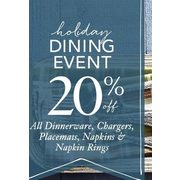 All Dinnerware, Chargers, Placemats, Napkins & Napkin Rings  - 20% off