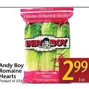 Andy Boy Romaine Hearts  - $2.99/3 ct
