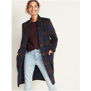 Oversized Soft-brushed Plaid Long-line Coat For Women - $42.40 ($42.59 Off)