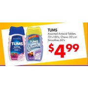 Tums Antacid Tablets, Chews Or Smoothies - $4.99