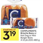 Compliments Brioche Buns or Hot Dog or Mini Burger Buns  - Starting at $3.19