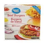 Great Value Beef Burgers  - $15.00/pack