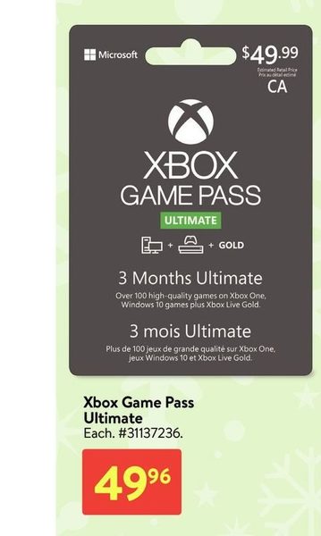 walmart xbox game pass ultimate