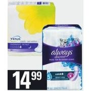 Always Discreet or Tena Incontinence Underwear or Pads - $14.99