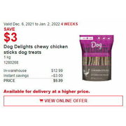 Dog Delights Chewy Chicken Sticks Dog Treats - $9.99 ($3.00 off)